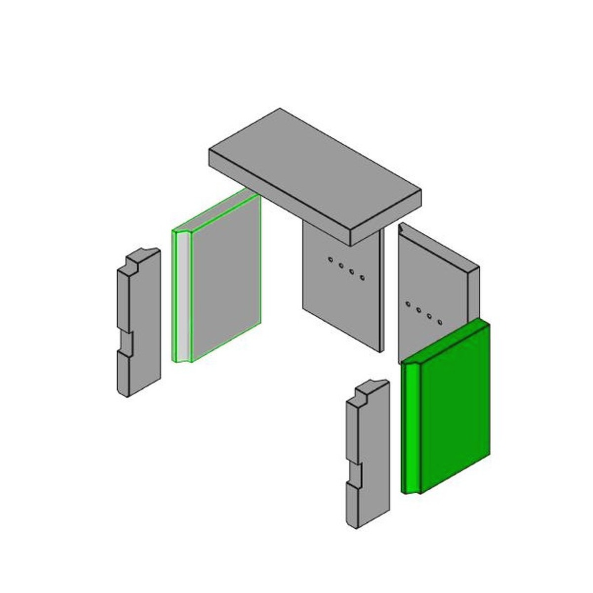 Brennraum Einteilig, Schamott L/R