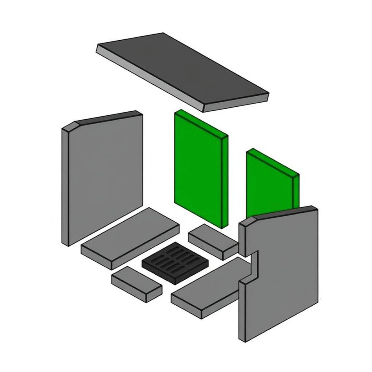 Brennraum Schamott, hinten, 2-teilig