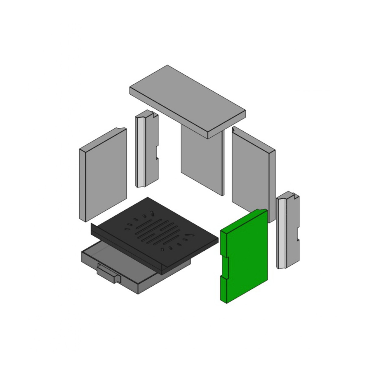 Brennraum seitlich Einteilig, 320 x 217 x 32 mm