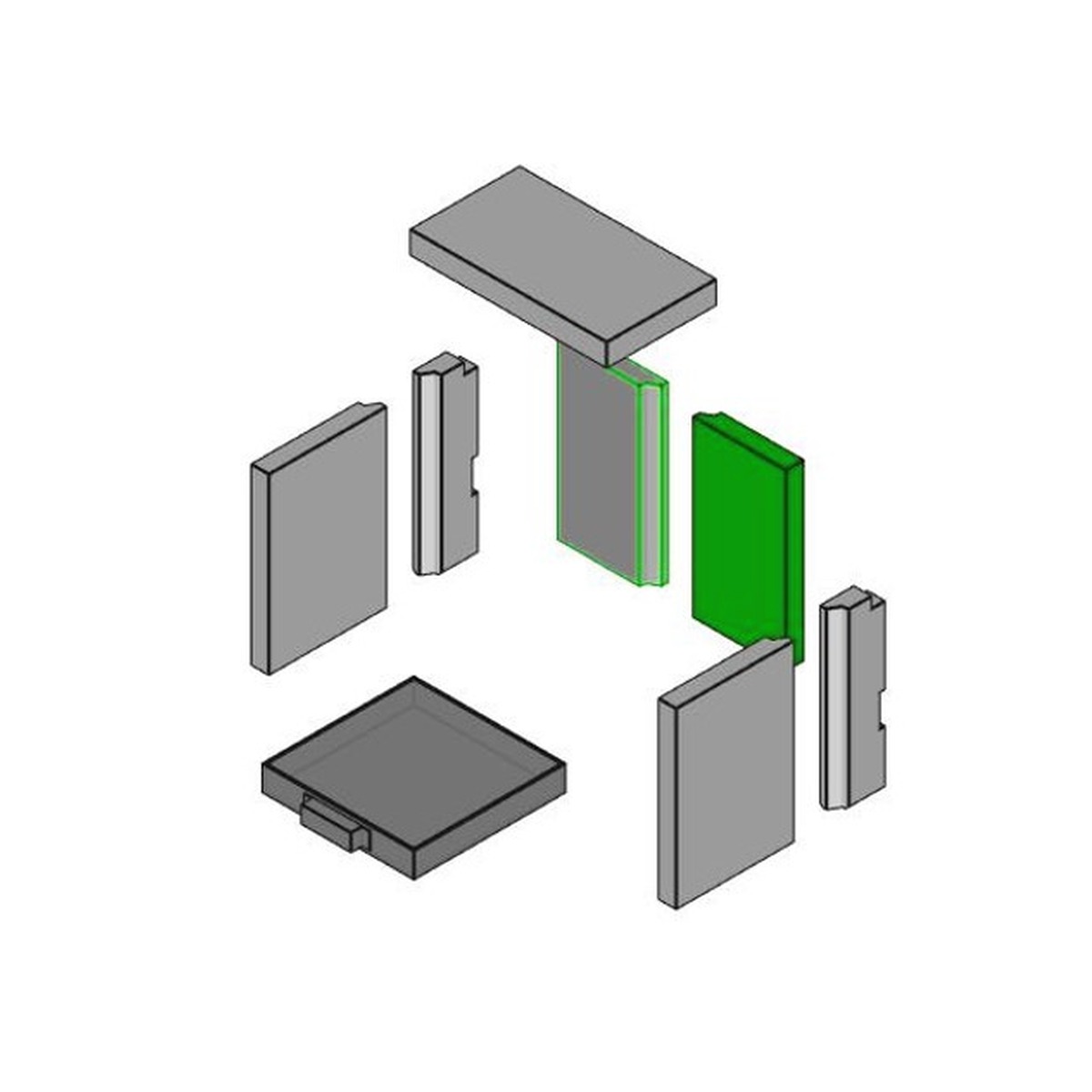 Brennraum hinten, einteilig, 320 x 170 x 30 mm