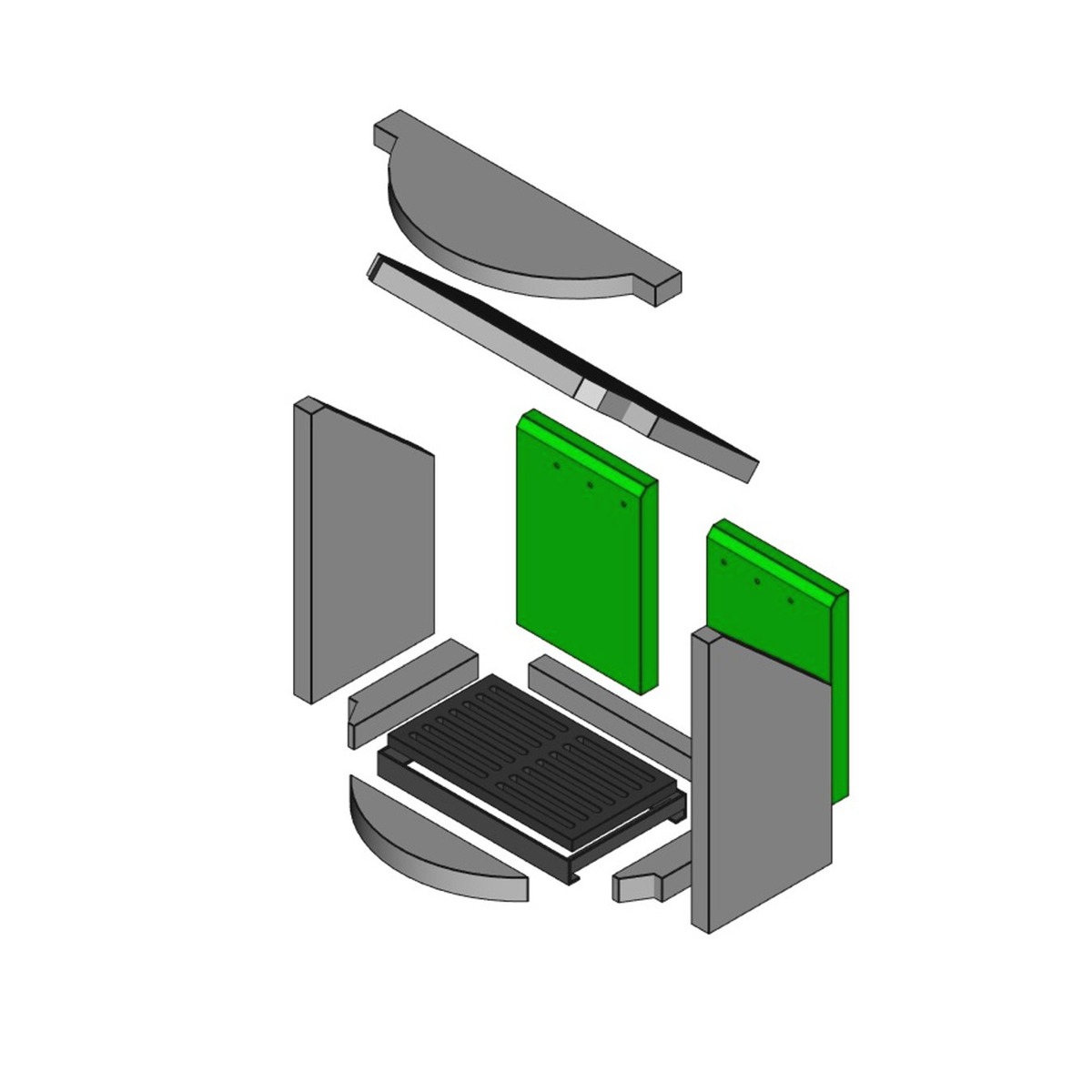 Brennraum Schamott, hinten Set 2-teilig