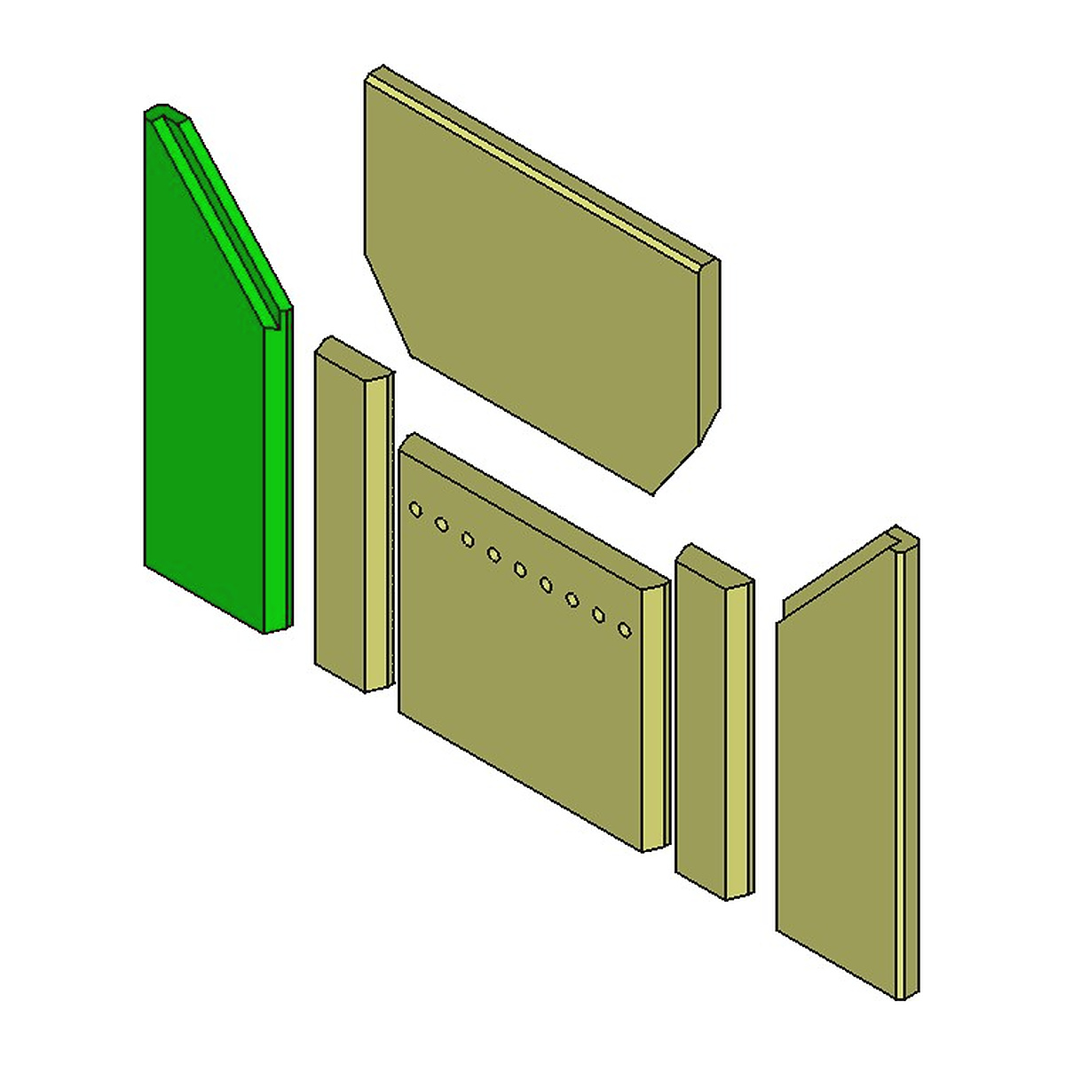 Brennraum Vermiculit, Seite links, einteilig