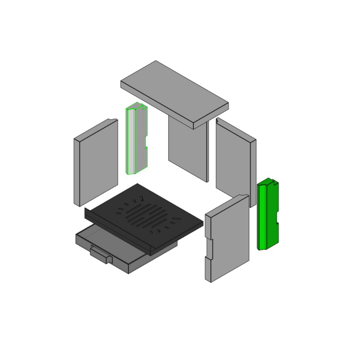 Brennraum Einteilig, Schamott L/R