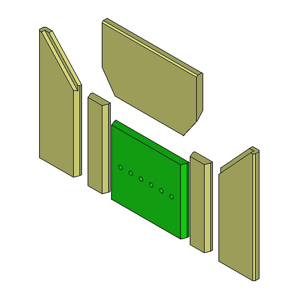 Brennraum Vermiculit hinten, 1tlg. Bohrung mittig