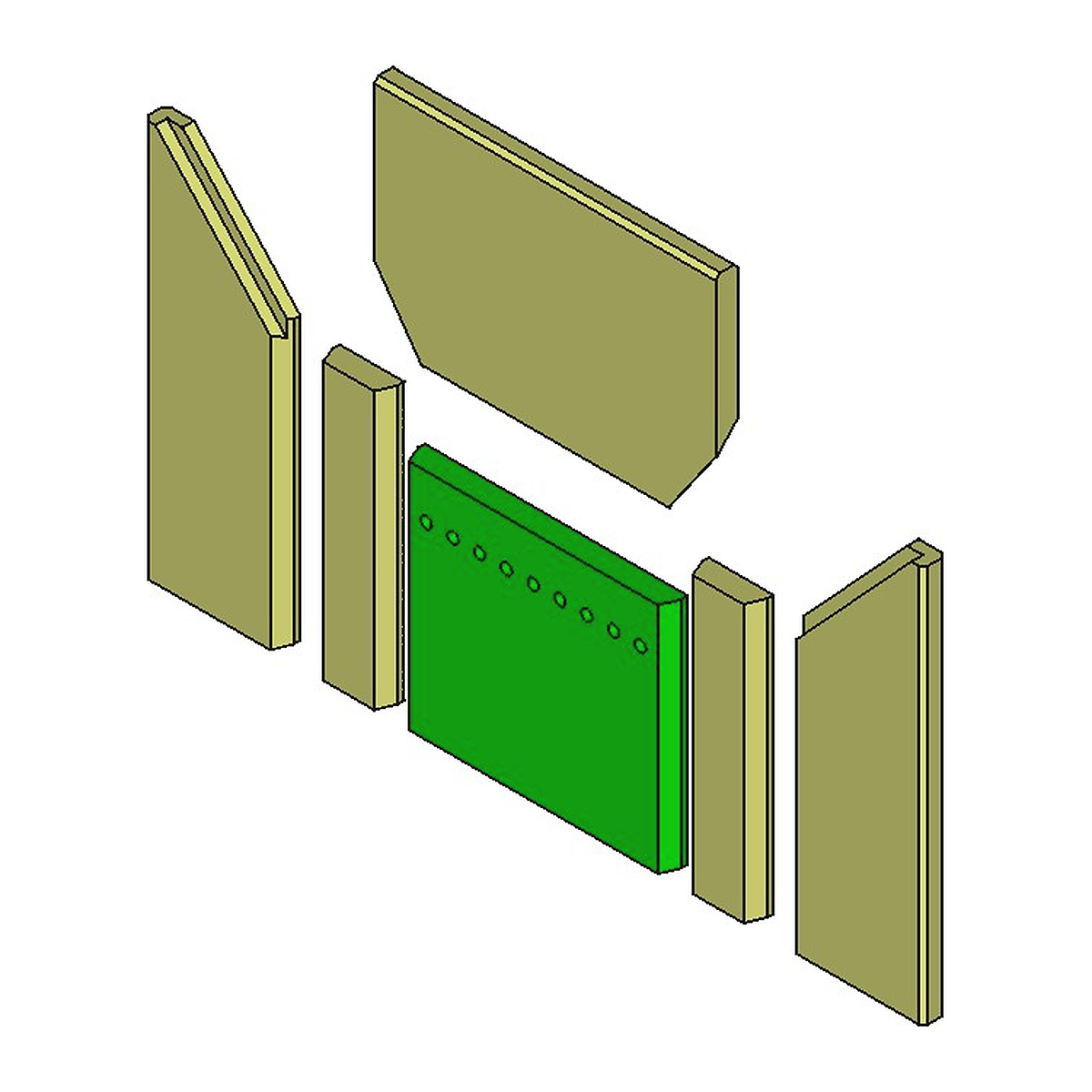 Brennraum Vermiculit hinten, 1-tlg, Bohrungen oben