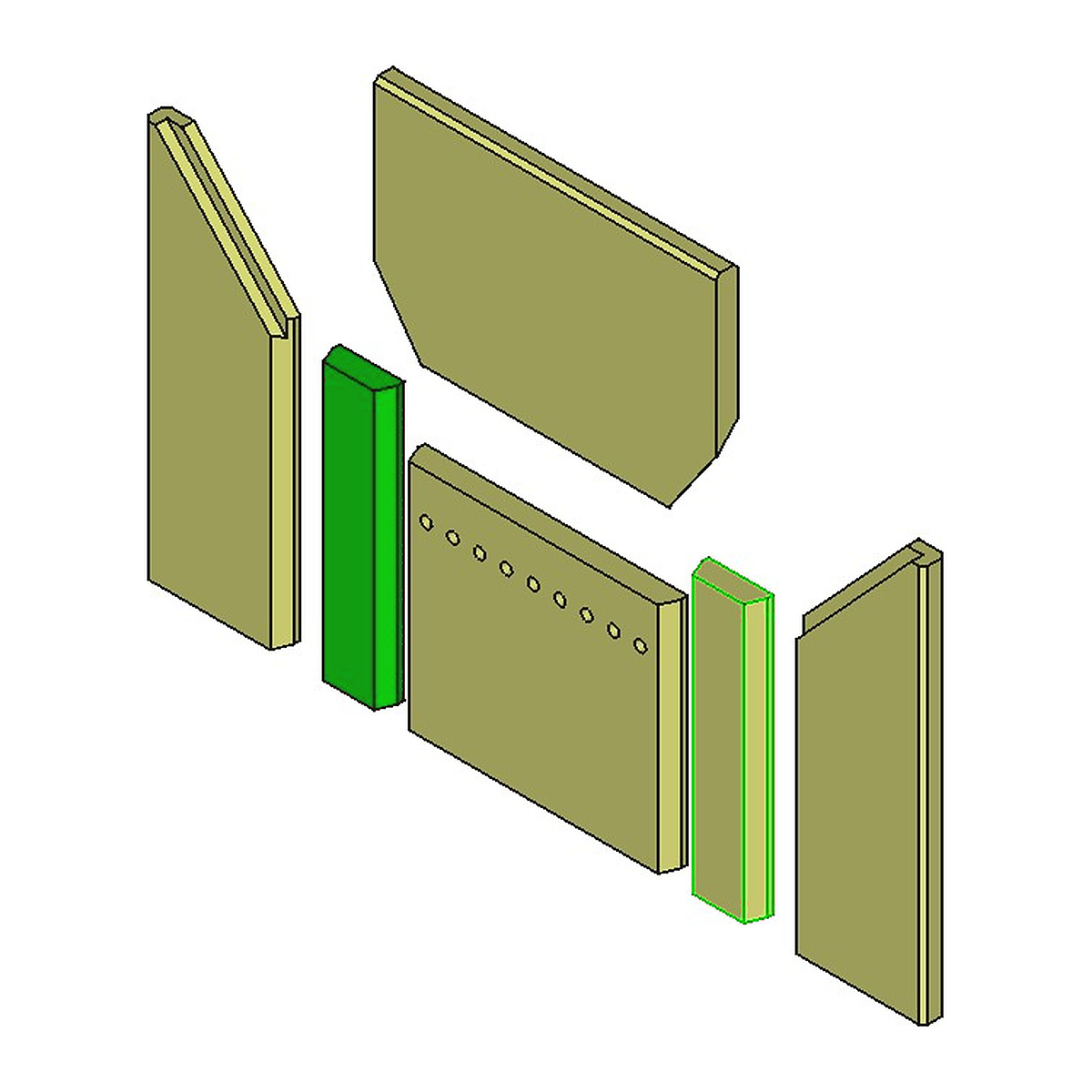 Brennraum Vermiculit Set 2-tlg, Ecken li. und re.