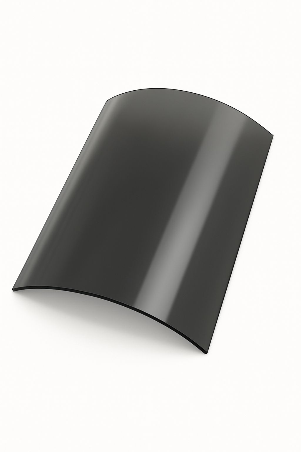 Gebogene Scheibe Ausführung in ROBAX NightFlame® von SCHOTT 341 x 450 x 4 mm