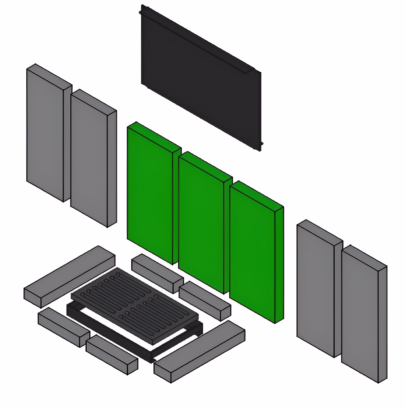 Brennraumauskleidung hinten aus Schamott  Set 3-teilig passend für Magna 2.0 | Magna 3.0 | Aldebaran | Europa | Arrezzo
