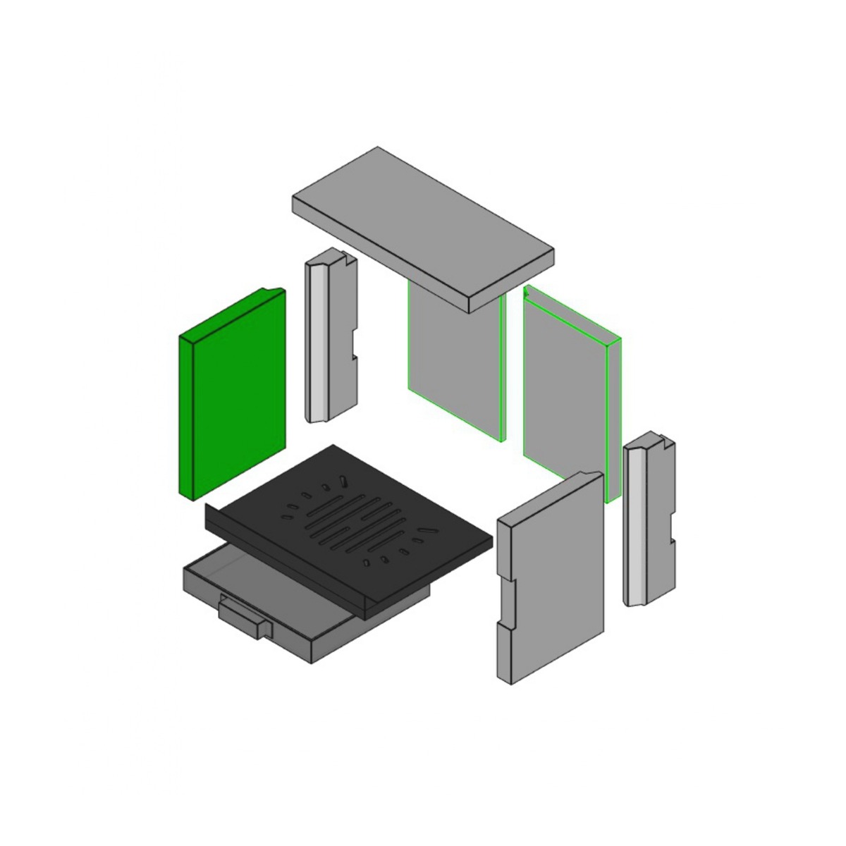 Brennraum Einteilig, Schamott L/R