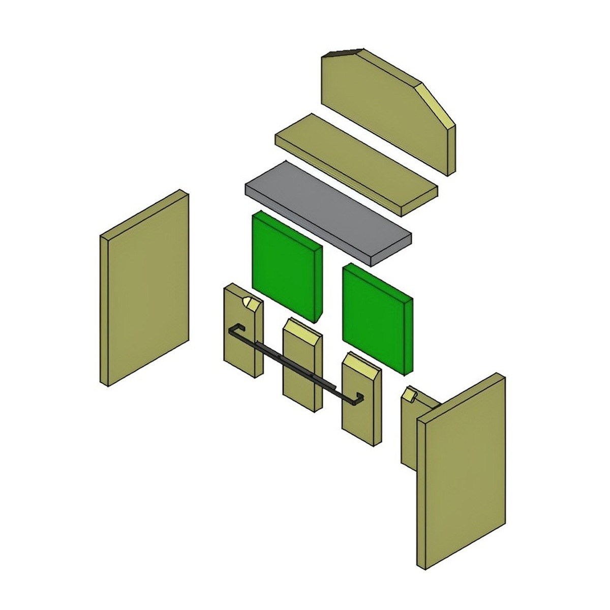 Brennraum Set hinten oben, 2-teilig, Vermiculit