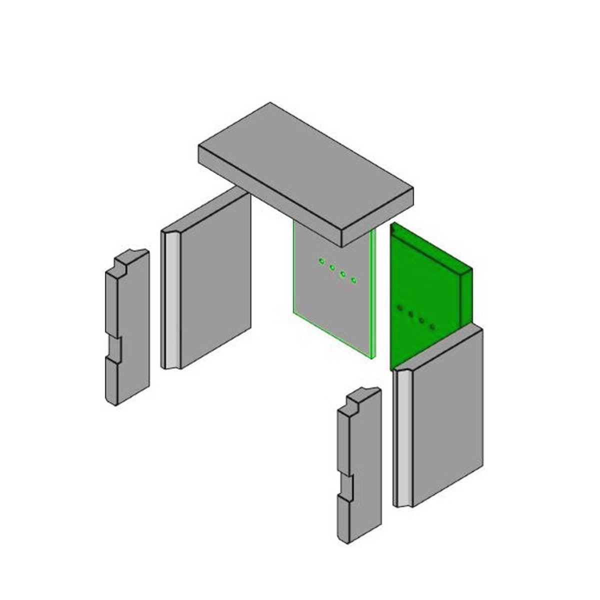 Brennraum hinten, einteilig, 320 x 217 x 30 mm